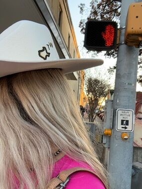 White Western Hat with Black Logo
